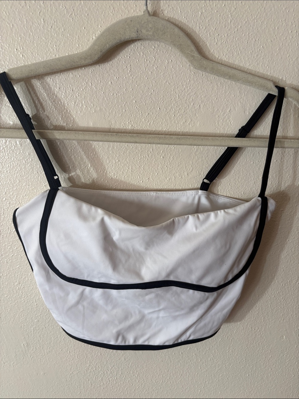 White Bandeau Top with Black Trim and Adjustable Straps
